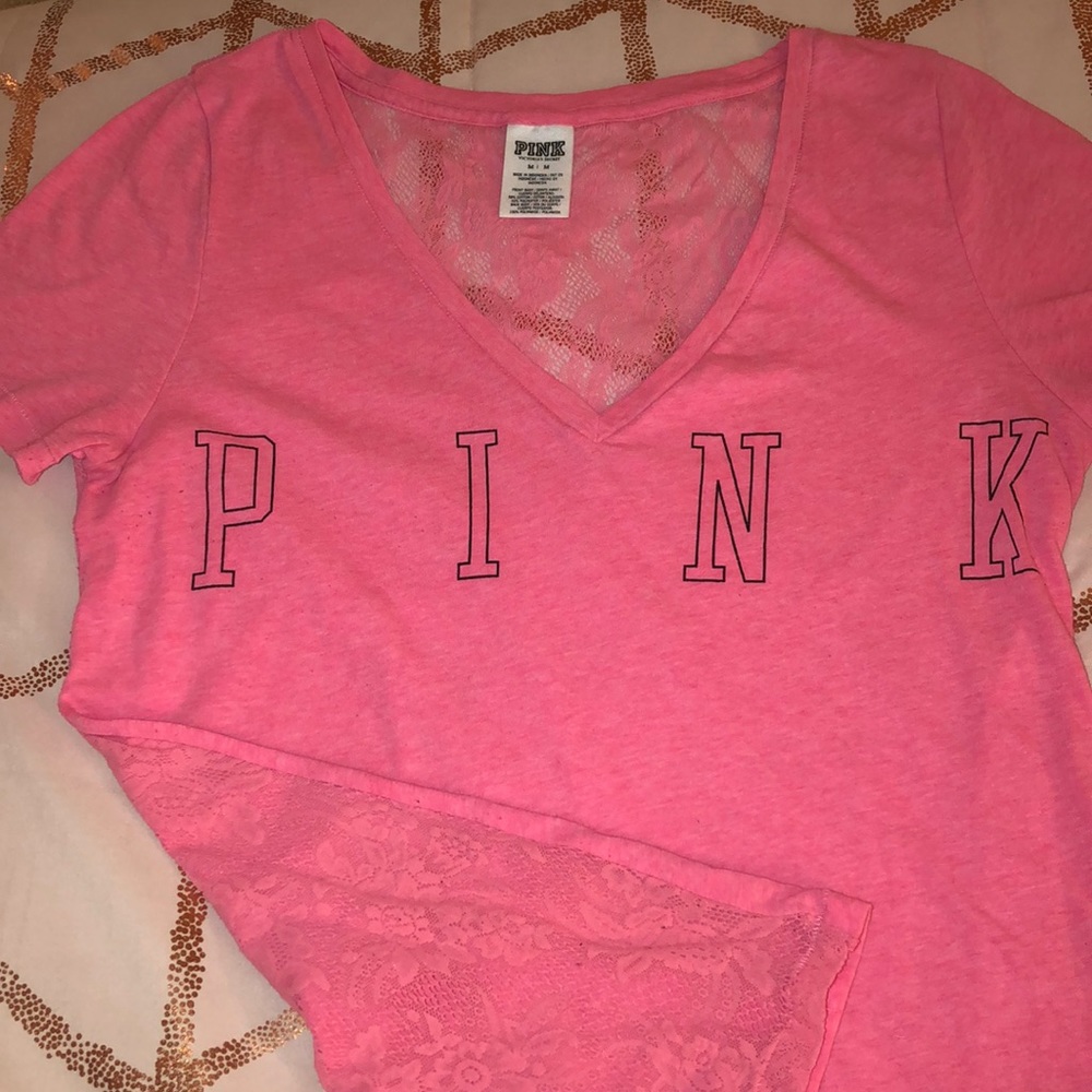 Pink tee laced back